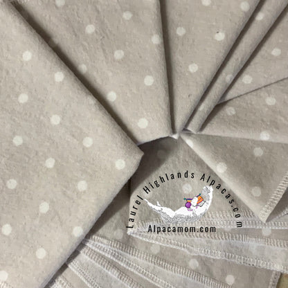 Hammy's "Un - Paper" Cotton Flannel Towels - White Polka Dots on Grey - Laurel Highlands Alpacas | AlpacaMom.com