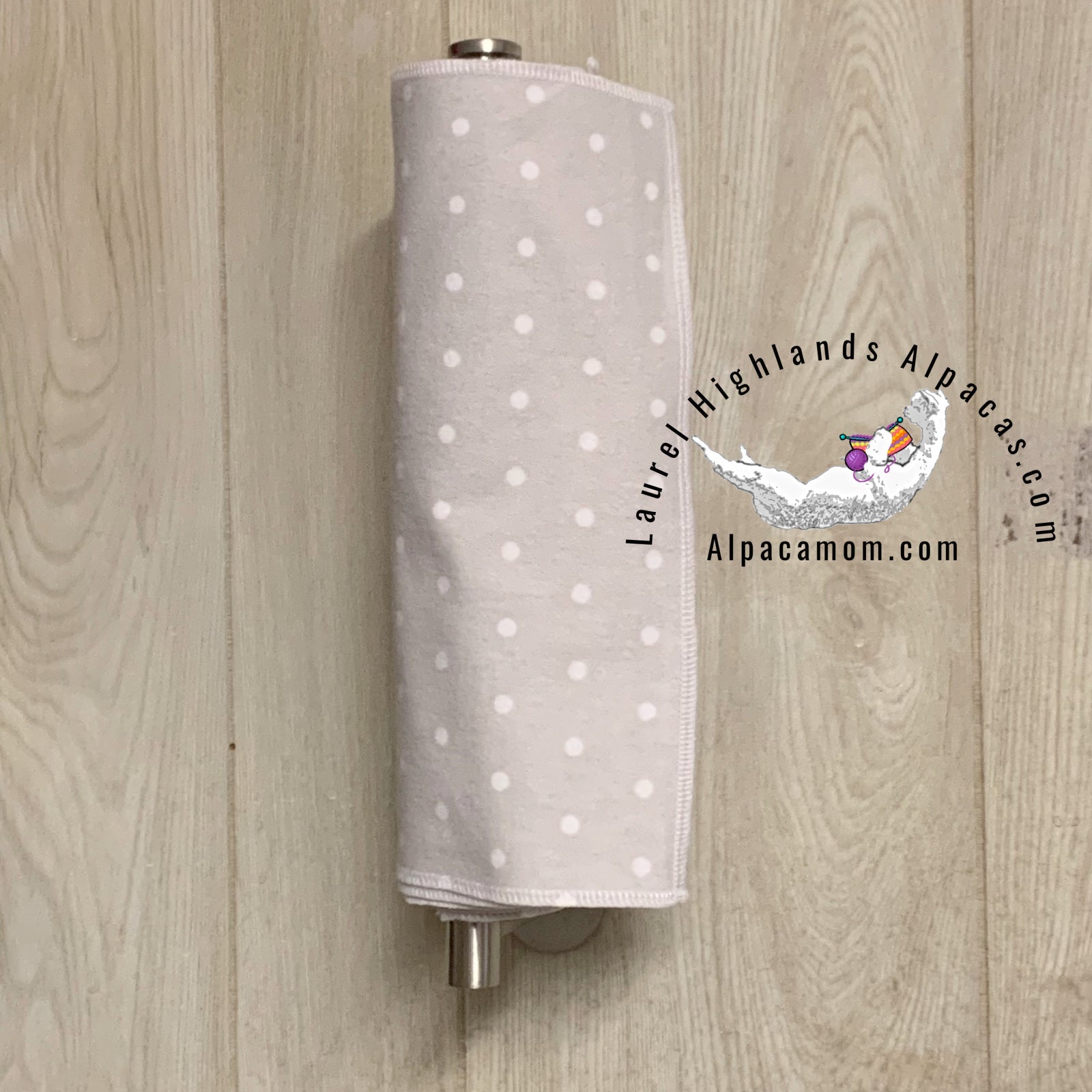 Hammy's "Un - Paper" Cotton Flannel Towels - White Polka Dots on Grey - Laurel Highlands Alpacas | AlpacaMom.com