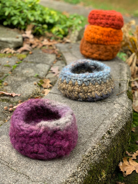 Hand Crafted Alpaca Yarn Decorative Bowl Aubergine - Laurel Highlands Alpacas | AlpacaMom.com