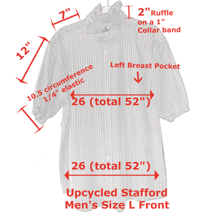 Joanna Up-Cycled Red White and Blue Ruffled Collar Shirt - Laurel Highlands Alpacas | AlpacaMom.com
