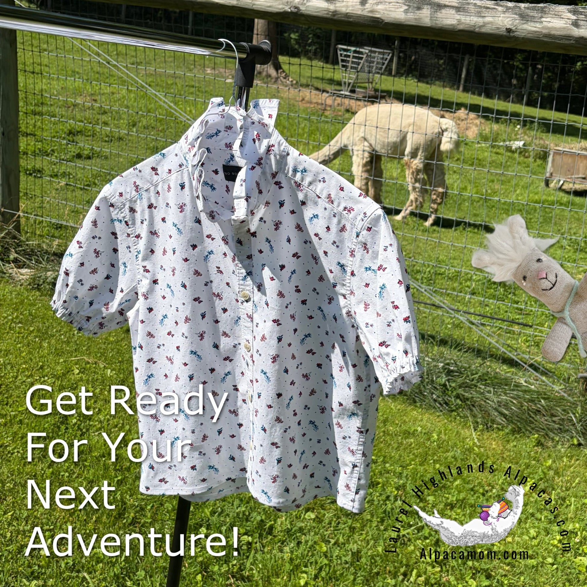 Liberty Up-cycled Ruffled Collar Shirt - Laurel Highlands Alpacas | AlpacaMom.com