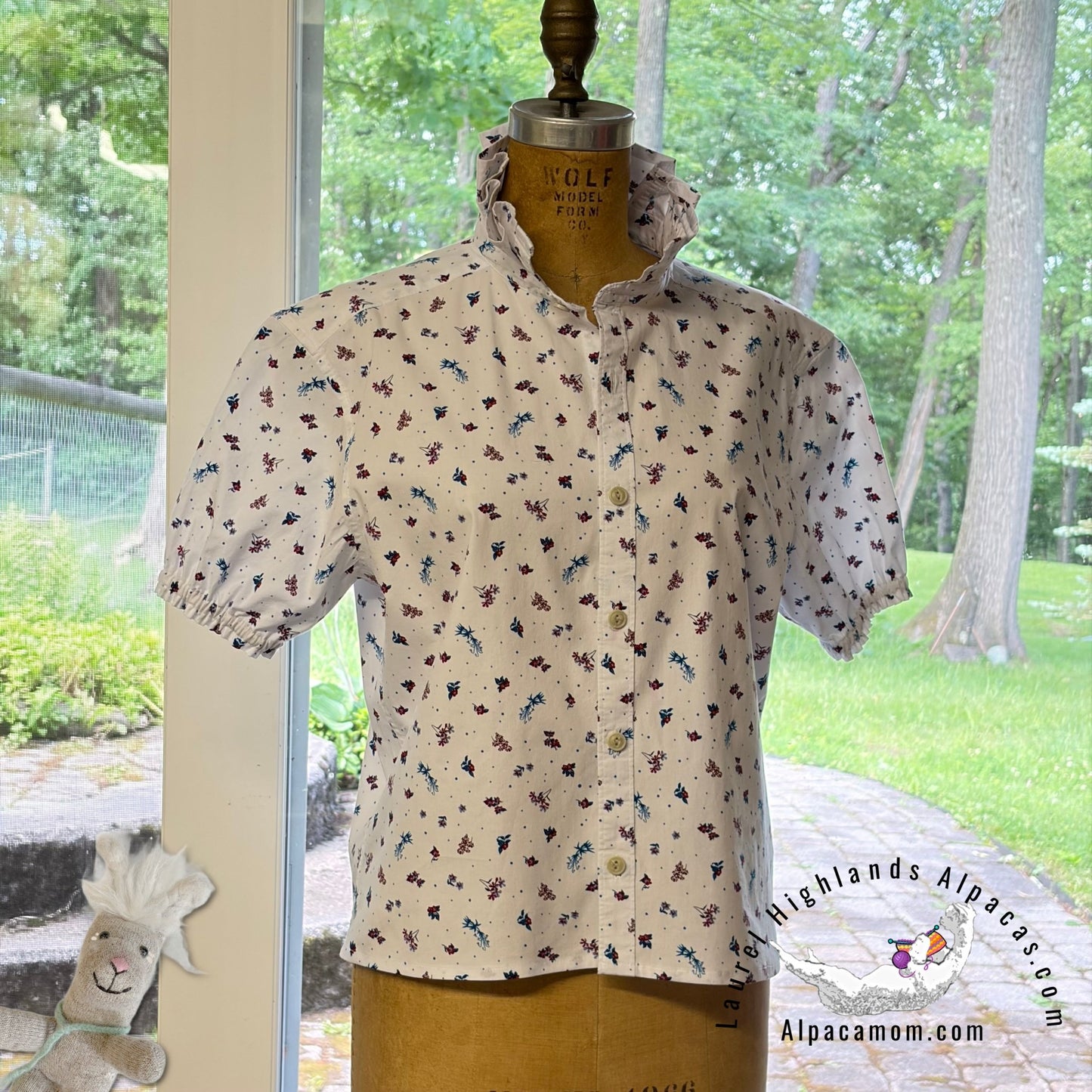 Liberty Up-cycled Ruffled Collar Shirt - Laurel Highlands Alpacas | AlpacaMom.com