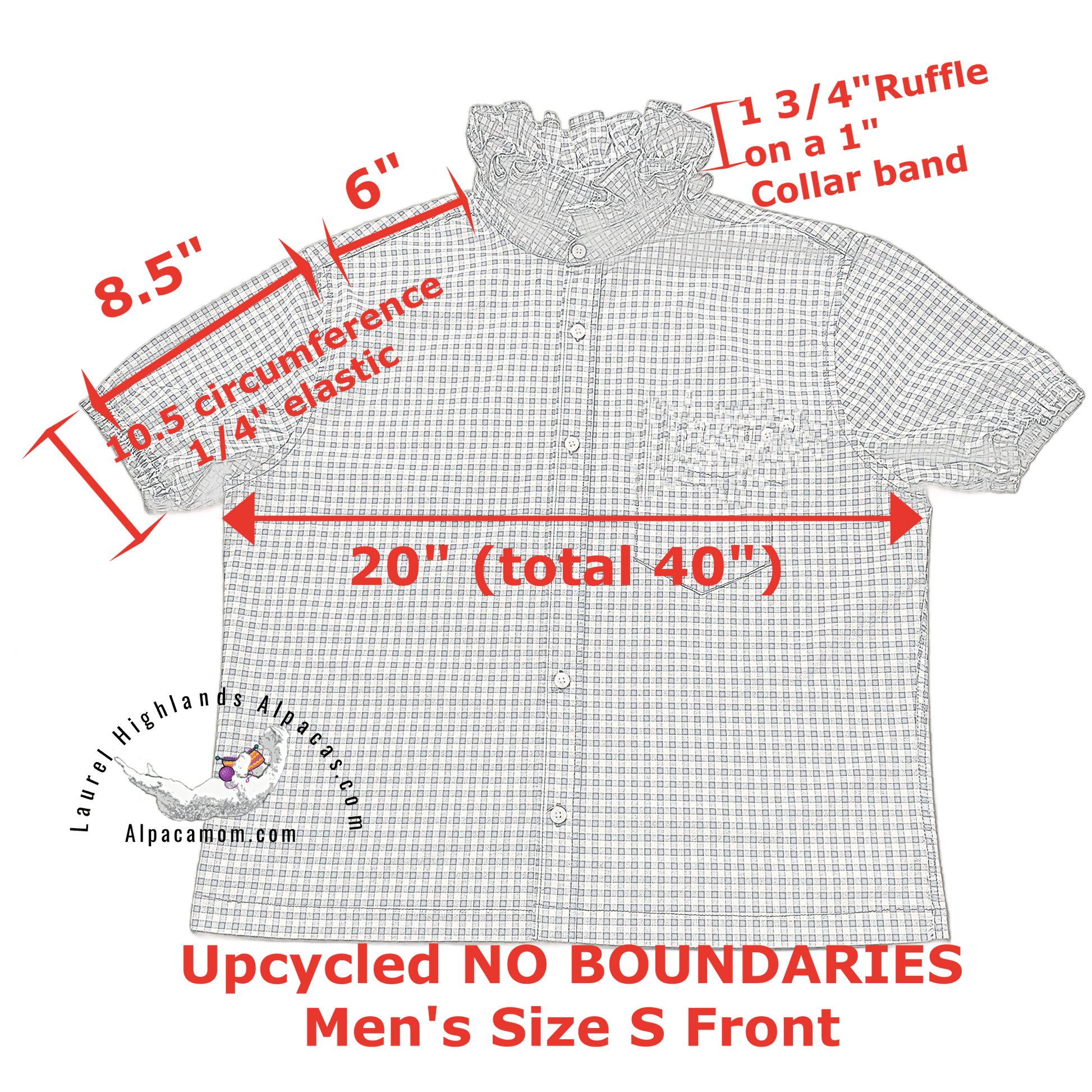 Liberty Up-cycled Ruffled Collar Shirt - Laurel Highlands Alpacas | AlpacaMom.com