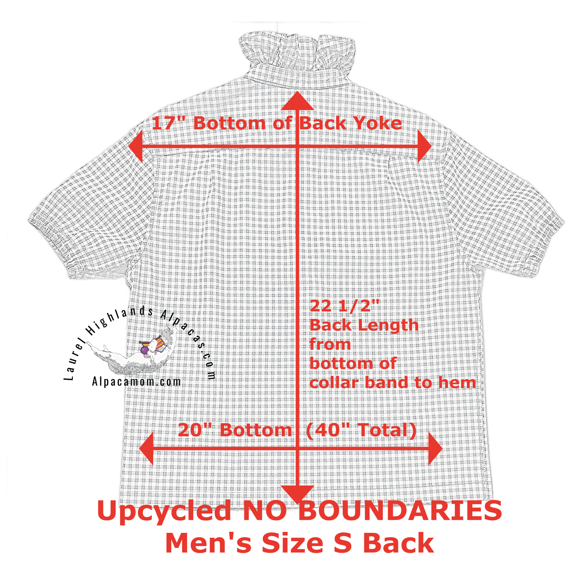 Liberty Up-cycled Ruffled Collar Shirt - Laurel Highlands Alpacas | AlpacaMom.com