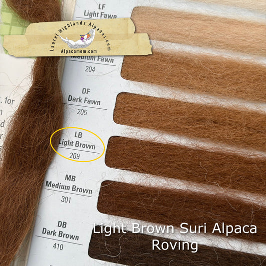 Light Brown Suri Alpaca Roving - Laurel Highlands Alpacas | AlpacaMom.com