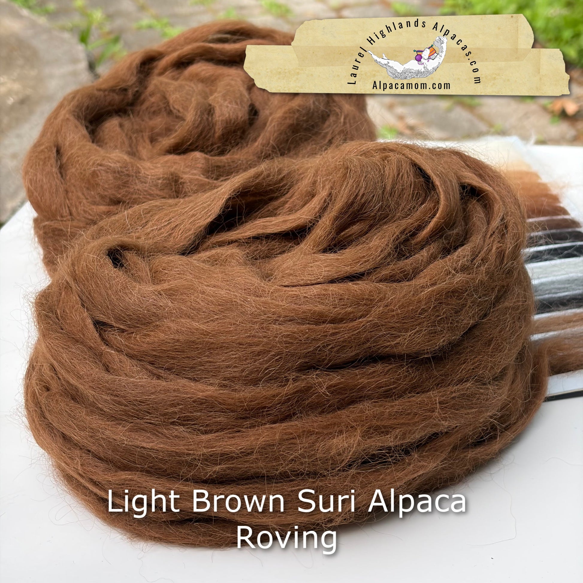 Light Brown Suri Alpaca Roving - Laurel Highlands Alpacas | AlpacaMom.com