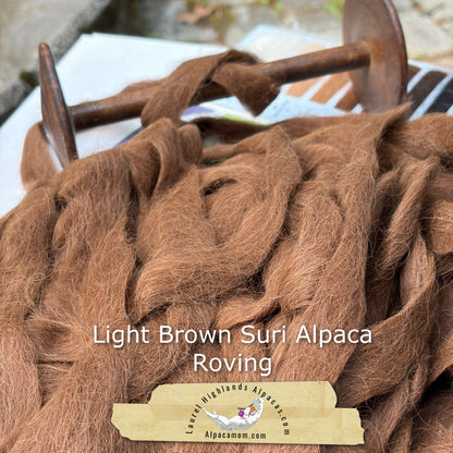 Light Brown Suri Alpaca Roving - Laurel Highlands Alpacas | AlpacaMom.com