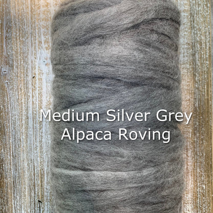 Medium Silver Grey Alpaca Roving Bumps - Laurel Highlands Alpacas | AlpacaMom.com