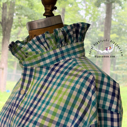 Monroe Upcycled Ruffled Collar Shirt - Laurel Highlands Alpacas | AlpacaMom.com