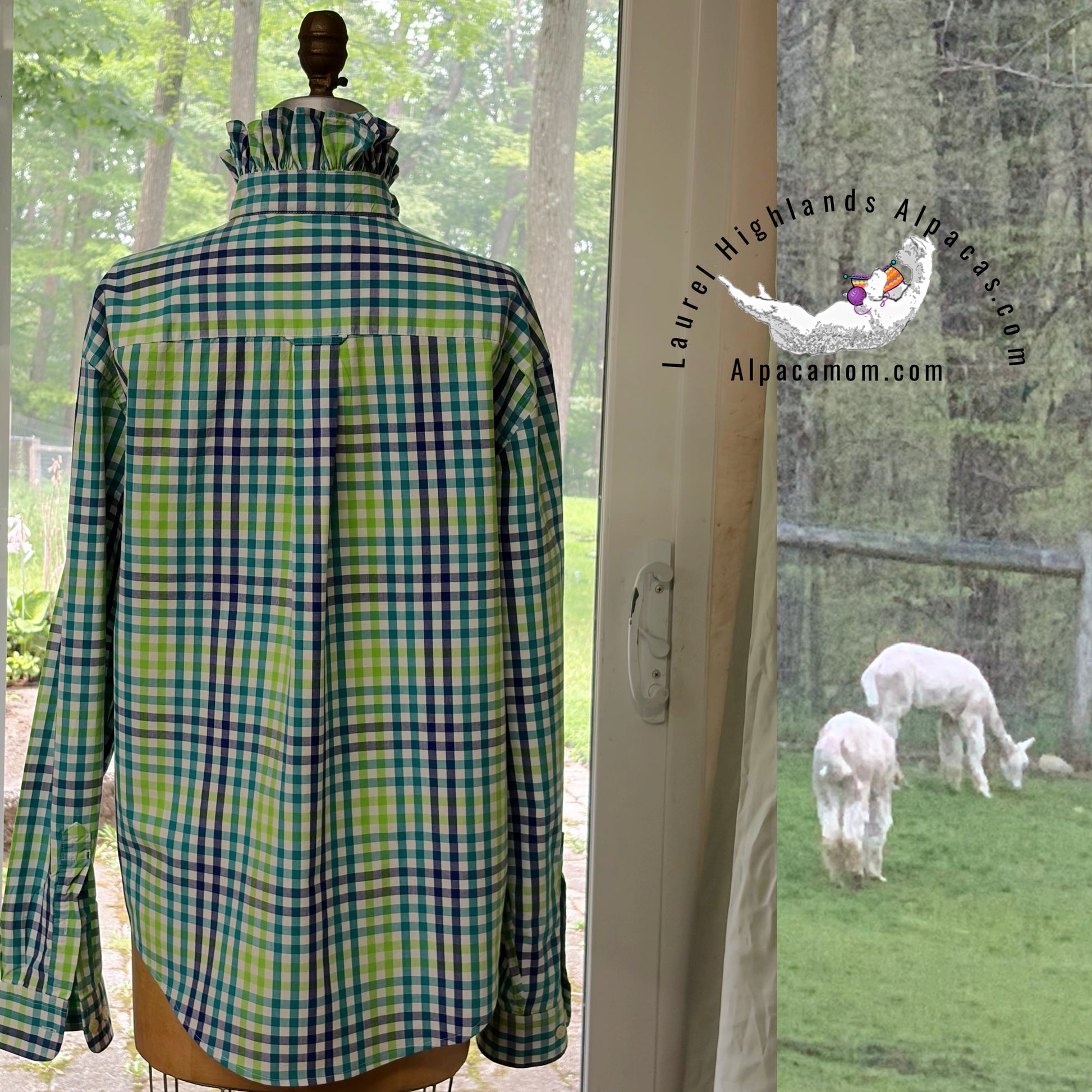 Monroe Upcycled Ruffled Collar Shirt - Laurel Highlands Alpacas | AlpacaMom.com