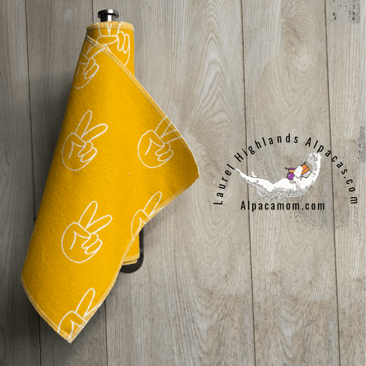 Peace Sign on Golden Yellow Background Cotton Flannel Un - Paper Towels - Laurel Highlands Alpacas | AlpacaMom.com