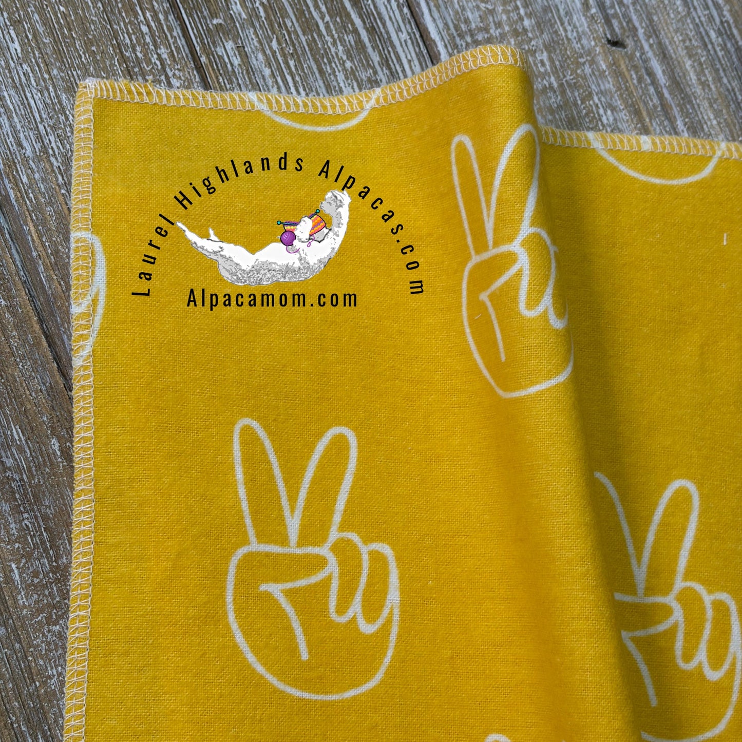 Peace Sign on Golden Yellow Background Cotton Flannel Un - Paper Towels - Laurel Highlands Alpacas | AlpacaMom.com