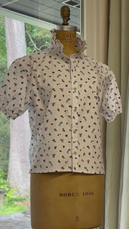 Liberty Up-cycled Ruffled Collar Shirt