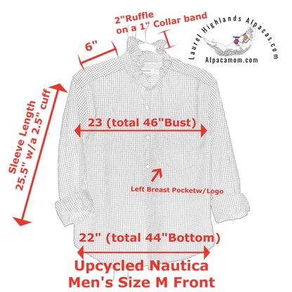 Rachel Up-Cycled Ruffled Collar Shirt - Laurel Highlands Alpacas | AlpacaMom.com