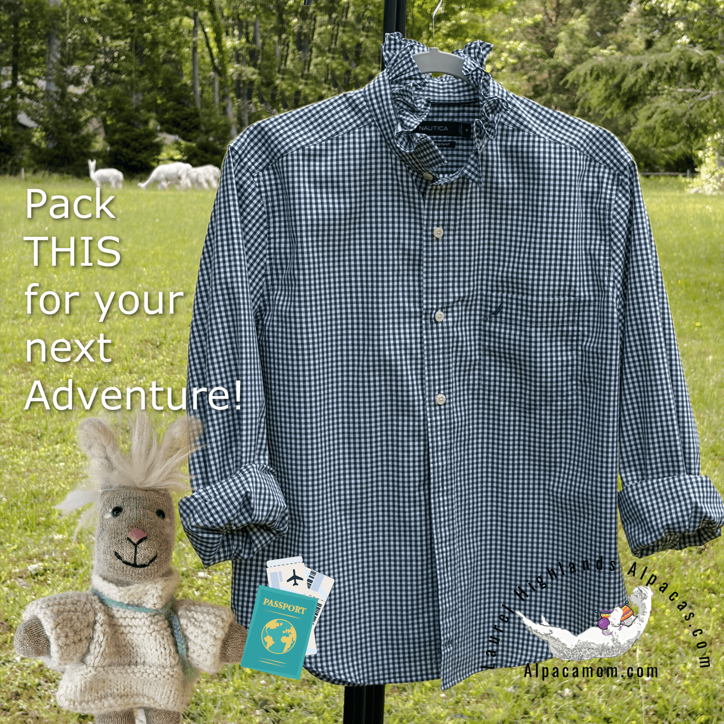 Rachel Up-Cycled Ruffled Collar Shirt - Laurel Highlands Alpacas | AlpacaMom.com