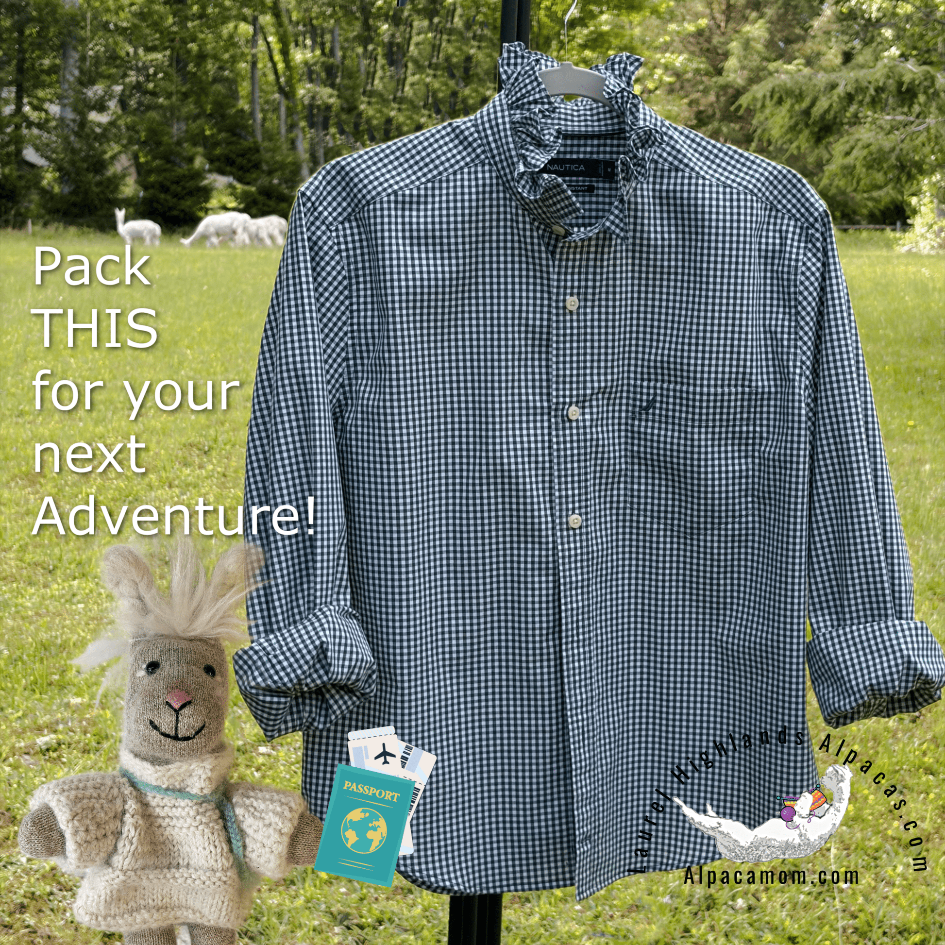 Rachel Up-Cycled Ruffled Collar Shirt - Laurel Highlands Alpacas | AlpacaMom.com