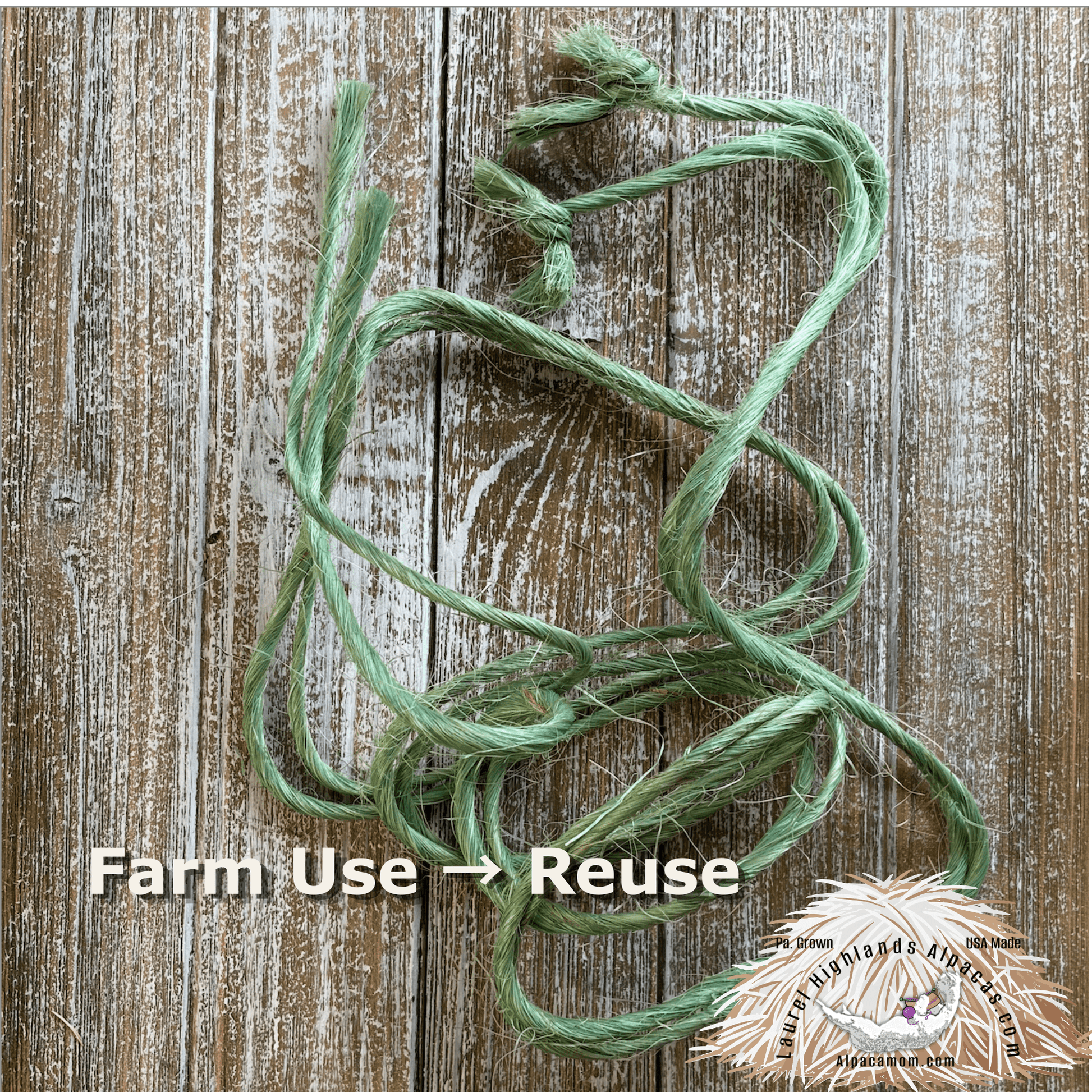 Reclaimed Farm Baling Twine - From Our Hayfields to Your Hands - Laurel Highlands Alpacas | AlpacaMom.com