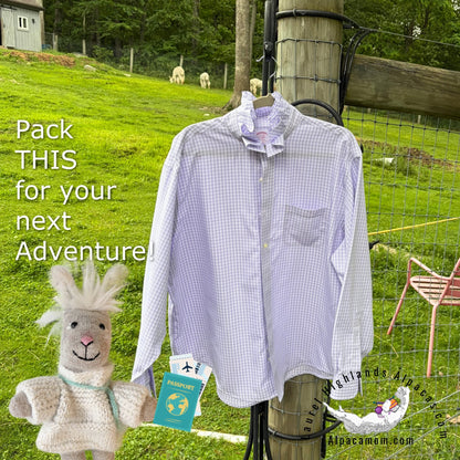 Soft Lavendar Madison Up-Cycled Ruffled Collar Shirt - Laurel Highlands Alpacas | AlpacaMom.com