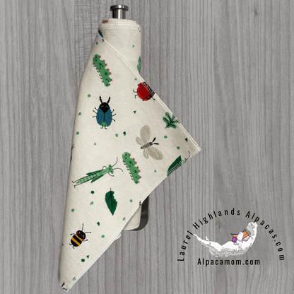 Spring Bugs and Leaves Cotton Flannel Un - Paper Towels - Laurel Highlands Alpacas | AlpacaMom.com